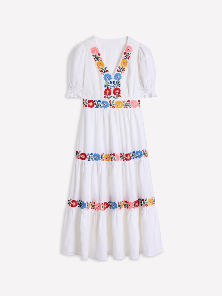 Boden White Anna Tiered Midi Dress - Image 8 of 8