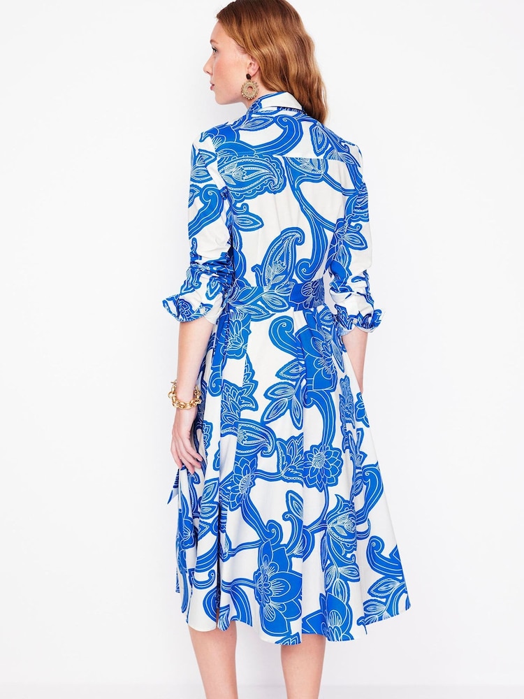 Albastru - Boden Amy 100% Cotton Midi Rochie tip cămașă - Image 3 of 5