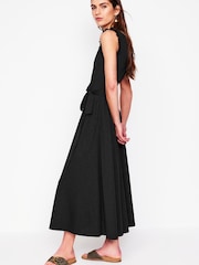 Boden Black Aria Broderie Trim Midi Dress - Image 1 of 4