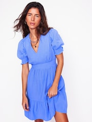 Boden Blue Anna Double Cloth 100% Cotton Short Dress - Image 1 of 6