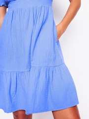 Boden Blue Anna Double Cloth 100% Cotton Short Dress - Image 5 of 6