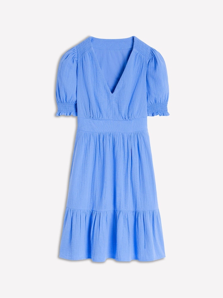 Boden Blue Anna Double Cloth 100% Cotton Short Dress - Image 6 of 6