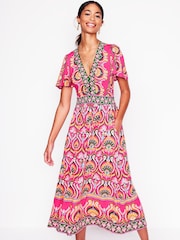 Boden Pink Ellie Flutter Maxi Tea Dress - Image 2 of 6