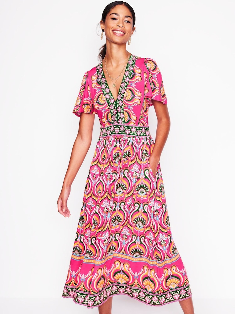 Boden Pink Ellie Flutter Maxi Tea Dress - Image 2 of 6