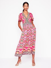 Boden Pink Ellie Flutter Maxi Tea Dress - Image 4 of 6