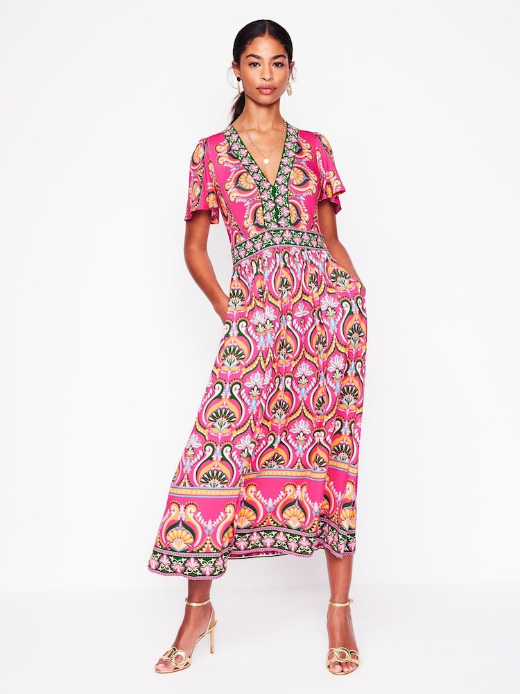 Boden Pink Ellie Flutter Maxi Tea Dress - Image 4 of 6