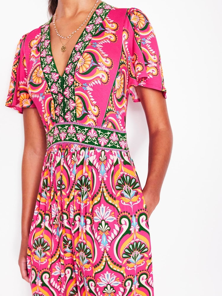 Boden Pink Ellie Flutter Maxi Tea Dress - Image 5 of 6