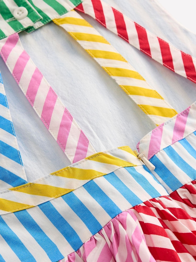 Boden Rainbow Stripe Harlow Back Detail 100% Cotton Dress - Image 4 of 4 Boden Rainbow Stripe Harlow Back Detail 100% Cotton Dress - Image 4 of 4