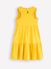 Boden Yellow 100% Cotton Ali Pom Trim Jersey Dress - Image 2 of 3