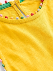 Boden Yellow 100% Cotton Ali Pom Trim Jersey Dress - Image 3 of 3