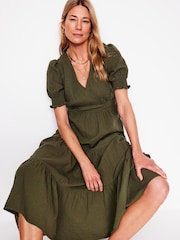 Boden Green 100% Cotton Anna Double Cloth Midi Dress - Image 2 of 6