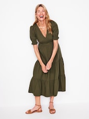 Boden Green 100% Cotton Anna Double Cloth Midi Dress - Image 5 of 6