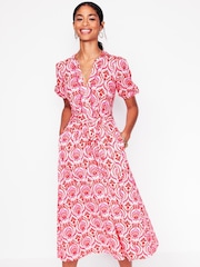 Boden Red Marun Sofia Trim Jersey Midi Dress - Image 2 of 5