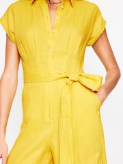 Boden Yellow Colette 100% Linen Jumpsuit - Image 4 of 5
