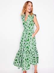 Boden Green Wren Double Cloth 100% Cotton Midi Dress - Image 1 of 5