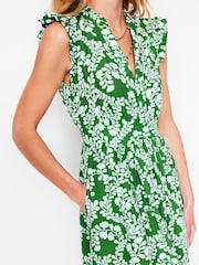 Boden Green Wren Double Cloth 100% Cotton Midi Dress - Image 2 of 5