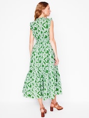 Boden Green Wren Double Cloth 100% Cotton Midi Dress - Image 3 of 5