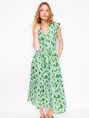 Boden Green Wren Double Cloth 100% Cotton Midi Dress - Image 4 of 5