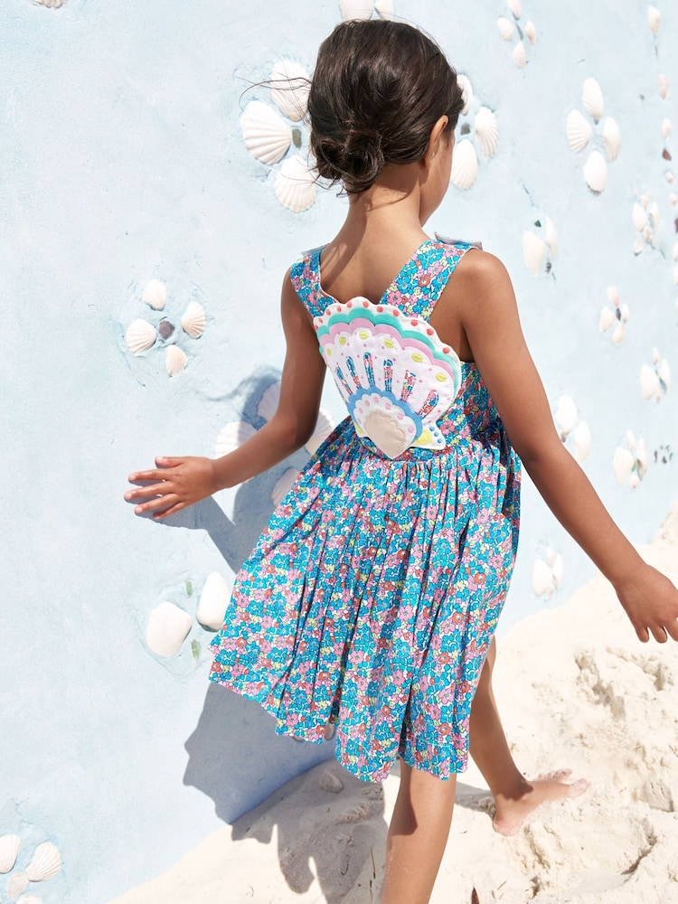 Boden Green Shell Zadie Appliqué 100% Cotton Back Dress - Image 1 of 4