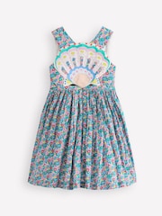 Boden Green Shell Zadie Appliqué 100% Cotton Back Dress - Image 3 of 4