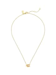 COACH Gold Tone Pearl Signature C Pendant Necklace - Image 1 of 3