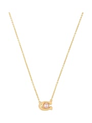 COACH Gold Tone Pearl Signature C Pendant Necklace - Image 2 of 3