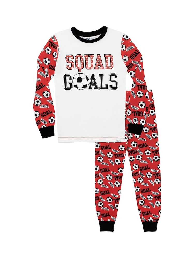 Harry Bear Red Snuggle Fit Squad Goals Football 100% Cotton Pyjamas - Image 1 of 5