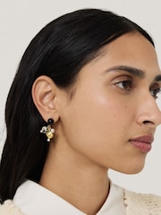 Jigsaw Gold Tone Semi Precious Cluster Earrings - Image 2 of 2