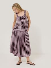 Jigsaw Red 100% Cotton Slub Stripe Cami - Image 1 of 7