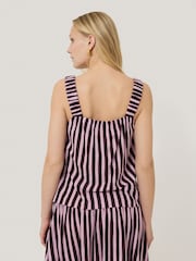 Jigsaw Red 100% Cotton Slub Stripe Cami - Image 3 of 7