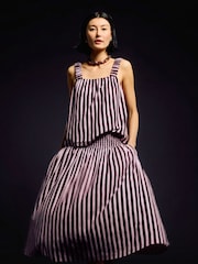 Jigsaw Red 100% Cotton Slub Stripe Cami - Image 5 of 7