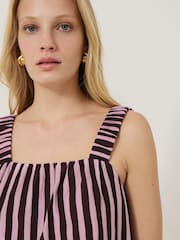 Jigsaw Red 100% Cotton Slub Stripe Cami - Image 6 of 7
