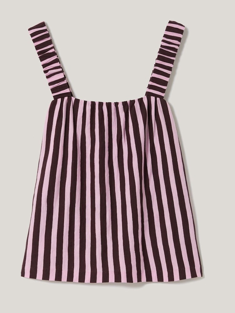 Jigsaw Red 100% Cotton Slub Stripe Cami - Image 7 of 7