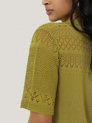 Jigsaw Green Blend Pointelle Polo Shirt - Image 2 of 6