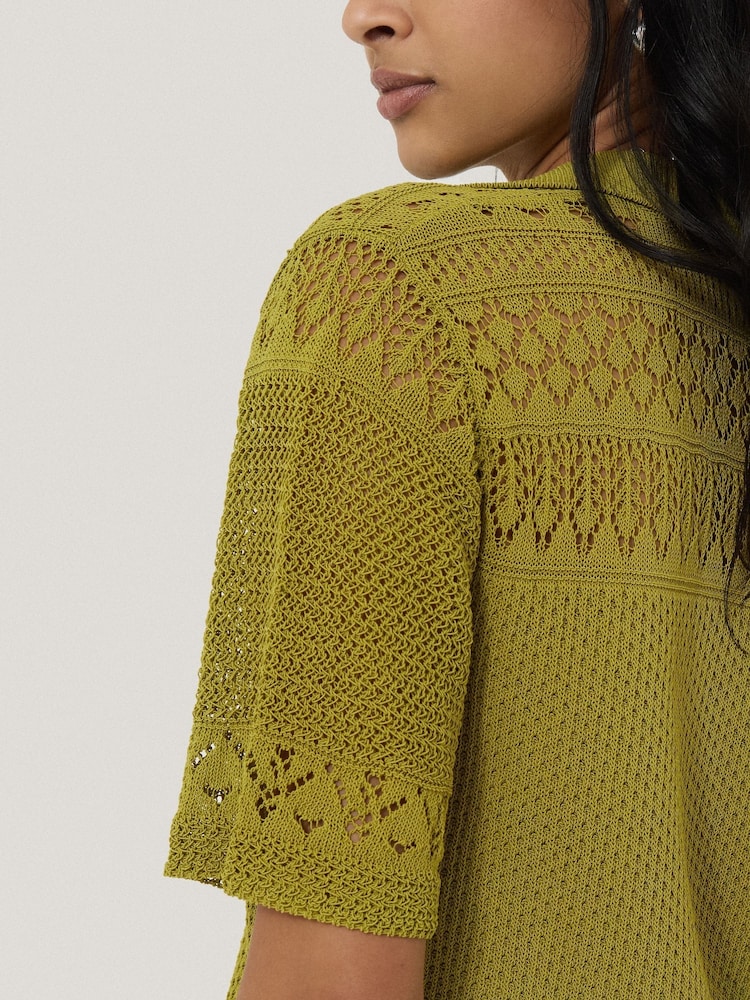 Jigsaw Green Blend Pointelle Polo Shirt - Image 2 of 6