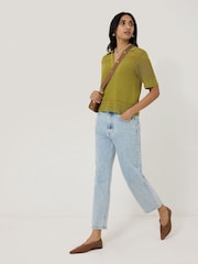 Jigsaw Green Blend Pointelle Polo Shirt - Image 5 of 6