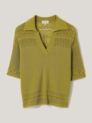 Jigsaw Green Blend Pointelle Polo Shirt - Image 6 of 6