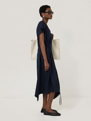 Jigsaw Blue 100% Linen Channel Midi Dress - Image 2 of 6