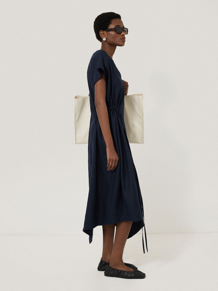 Jigsaw Blue 100% Linen Channel Midi Dress - Image 2 of 6