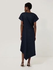 Jigsaw Blue 100% Linen Channel Midi Dress - Image 3 of 6