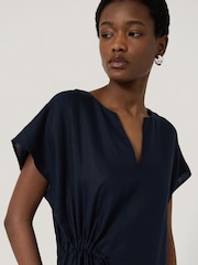 Jigsaw Blue 100% Linen Channel Midi Dress - Image 4 of 6