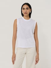 Jigsaw White 100% Cotton Slub Tank Top - Image 1 of 5