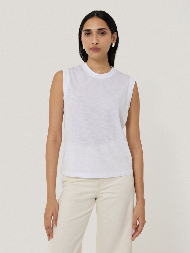 Jigsaw White 100% Cotton Slub Tank Top - Image 1 of 5