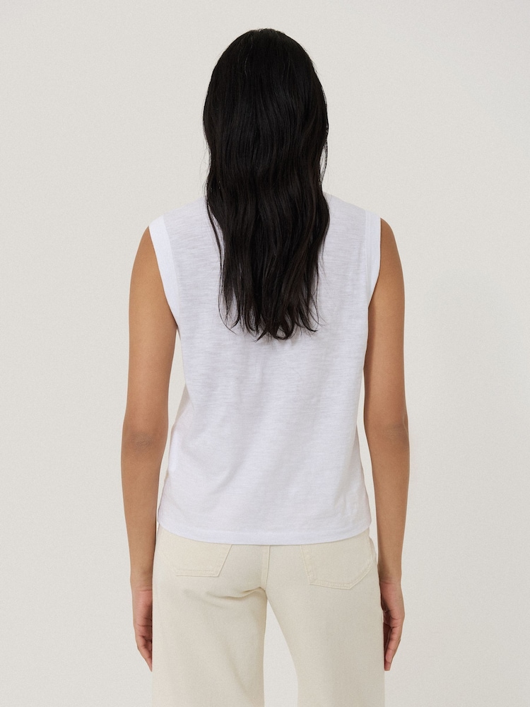 Jigsaw White 100% Cotton Slub Tank Top - Image 2 of 5