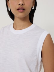 Jigsaw White 100% Cotton Slub Tank Top - Image 4 of 5