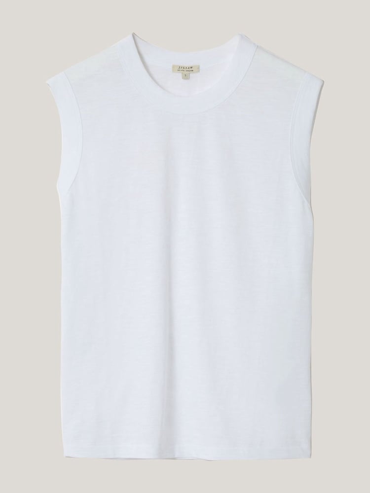 Jigsaw White 100% Cotton Slub Tank Top - Image 5 of 5