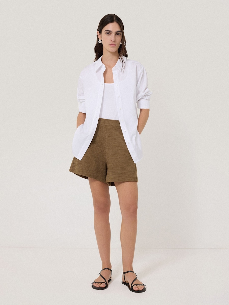 Jigsaw Brown Textured Jersey Shorts - Image 1 of 6