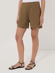 Jigsaw Brown Textured Jersey Shorts - Image 3 of 6