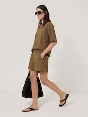 Jigsaw Brown Textured Jersey Shorts - Image 5 of 6