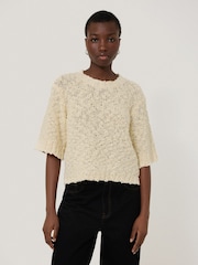 Jigsaw Cream Blend Boucle T-Shirt - Image 2 of 6